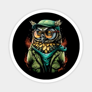 Graffiti Hipster Owl Graphic by gnarly Magnet